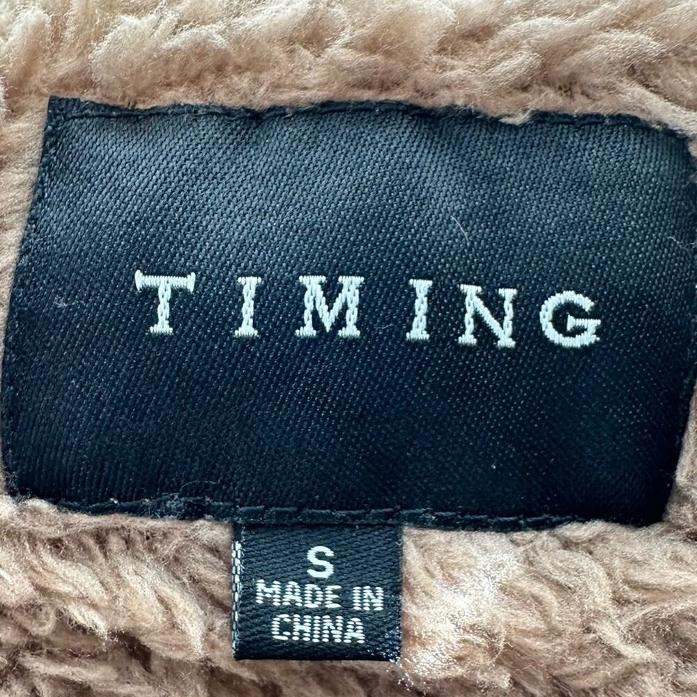 Timing Teddy Bear Cropped Fleece 1/4 Zip Jacket Brown Size Small - Picture 5 of 7